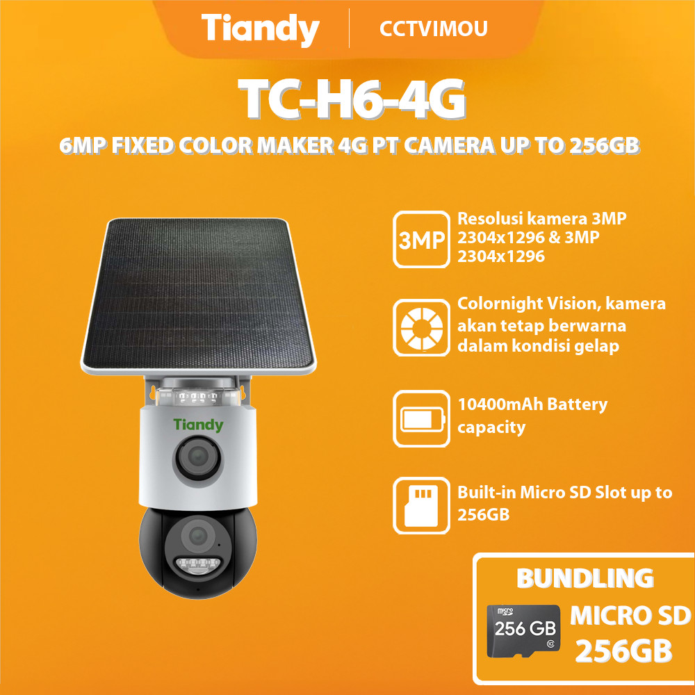 Jual TIANDY TC-H6-4G 6MP FIXED COLOR MAKER 4G PT CAMERA UP TO 256GB ...