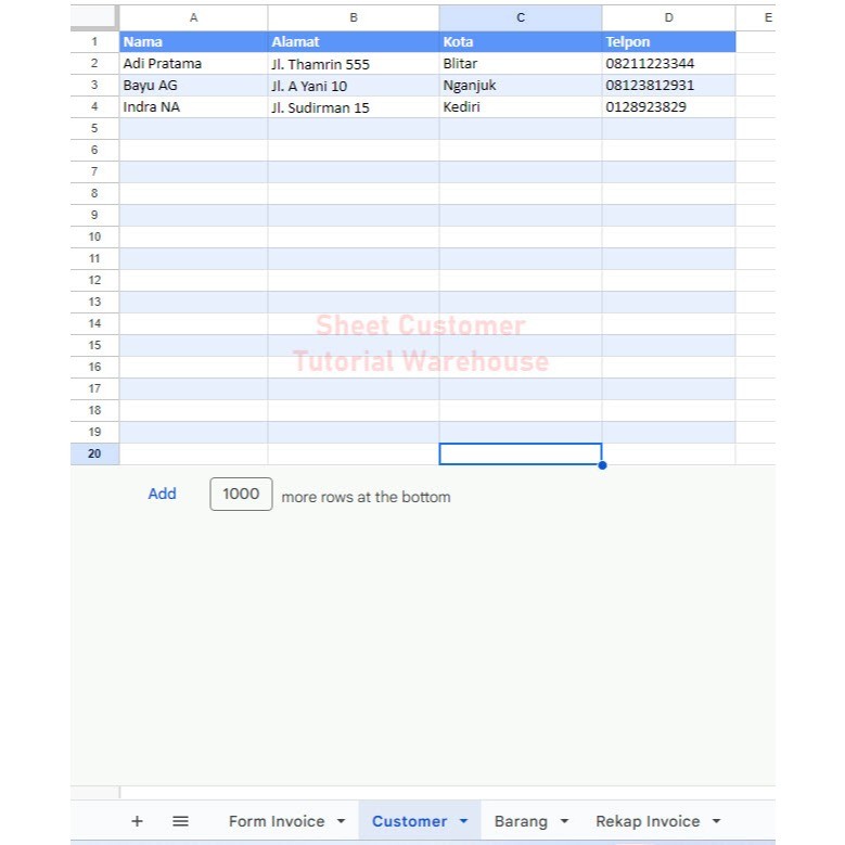 Jual Template GSheets Invoice Otomatis Simpan ke Arsip (Rekap) dan ...