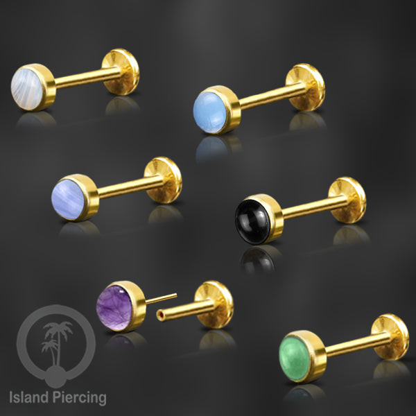 Jual Tindik labret push system stainless, threadless piercing warna ...
