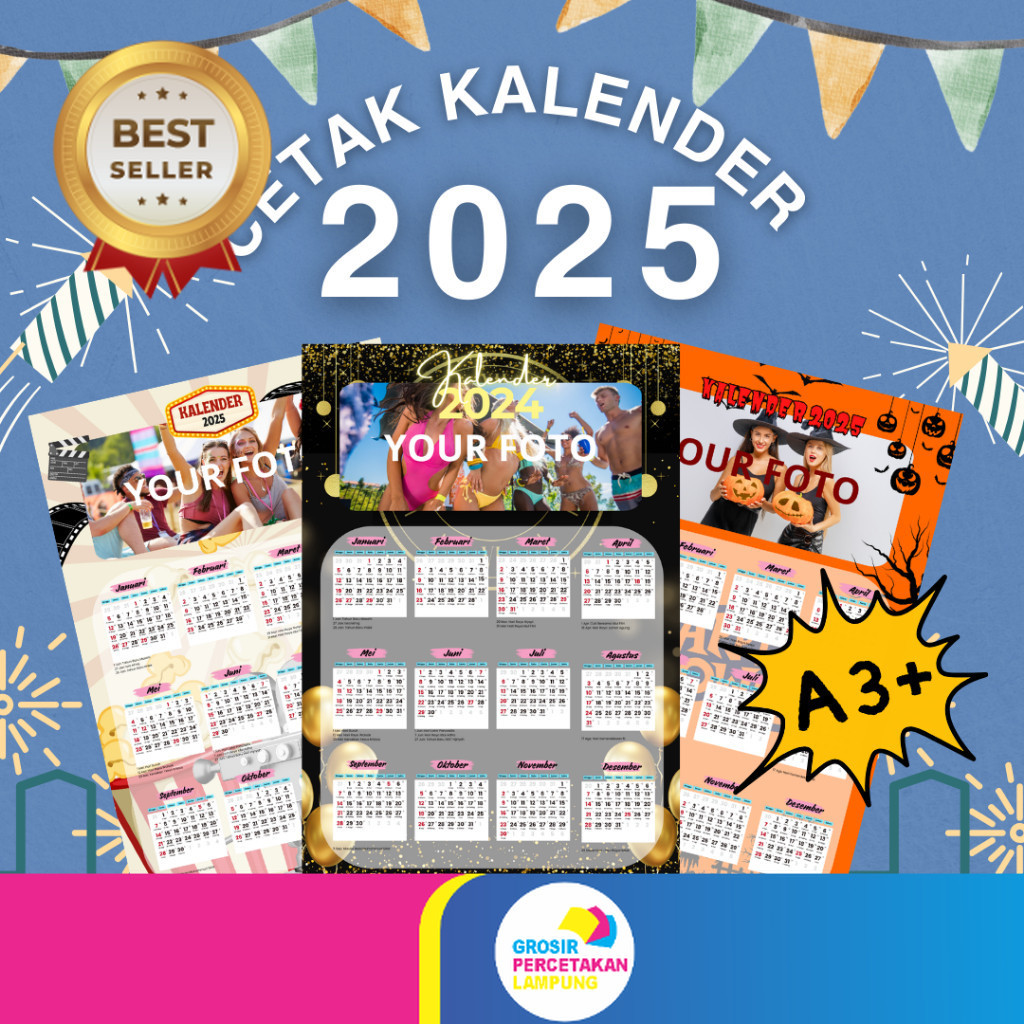Jual Promo!!! ( A3+) KALENDER DINDING 2025 CUSTOM FOTO [12 BULANAN ...