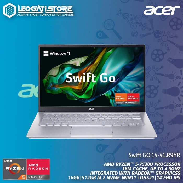 Jual ACER Swift Go 14-41.R9YR - Ryzen™ 5-7530U/16GB/512GB - Silver ...