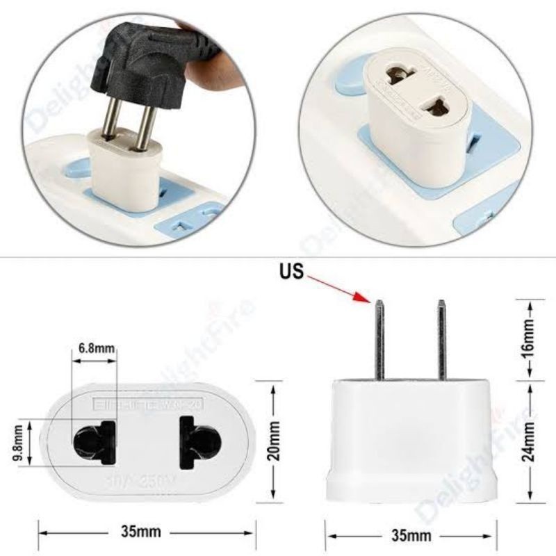 Jual ME80 Adapter dan Konverter Travel US to EU Plug Steker Listrik ...