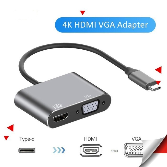 Jual Terbaru Converter Type C To K Hdmi Vga Adapter Konektor Alumunium Shopee Indonesia