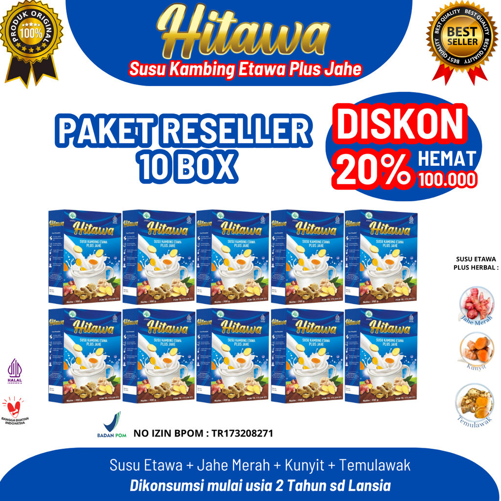 Jual HITAWA 10 Box Paket Reseller susu etawa Jahe Terapi nyeri sendi ...