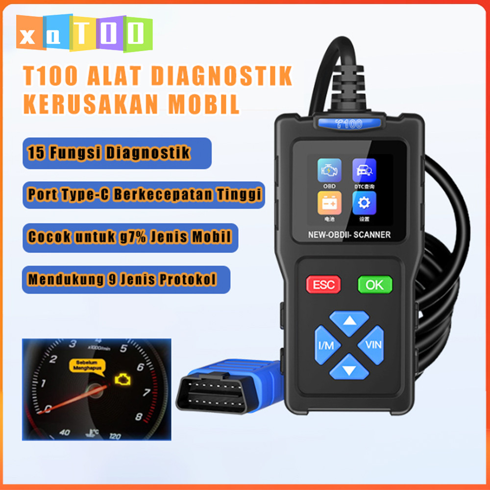 Jual OBD2 Scanner Alat Diagnostik Mesin Trouble Code Reader/ T100 OBD 2 ...