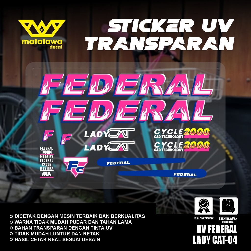 Jual Stiker Decal PREMIUM FEDERAL UV TRANSPARAN Gloss Doff LADY CAT 550 ...
