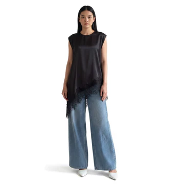 Billa Inner Satin Lace Sleeveless Layering Lace Top Renda