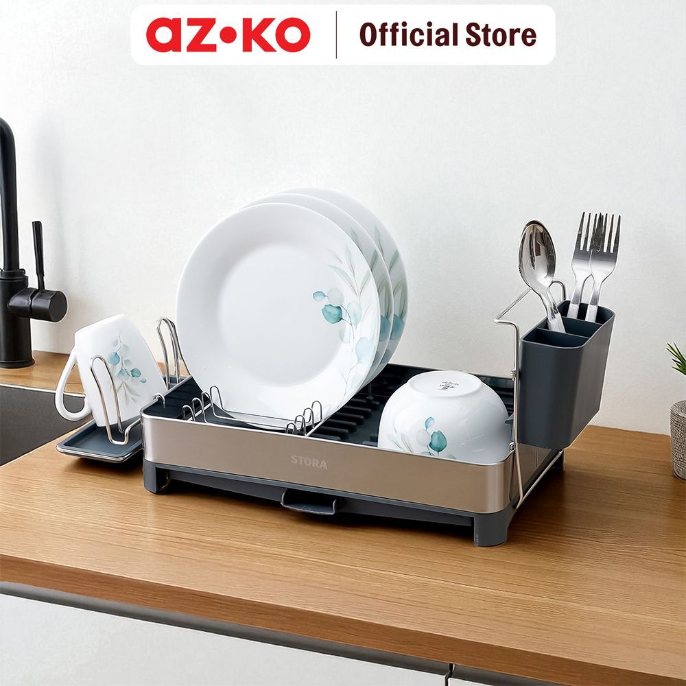 Jual AZKO Stora Swot Rak Piring Extendable - Hitam/Silver Dish Rack ...