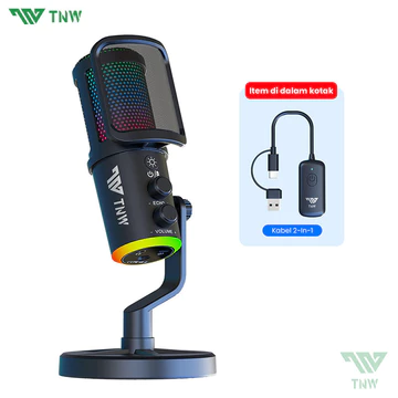 TNW K20 USB Kondensor Mikrofon Wireless Desktop Microphone With RGB Light Untuk Podcaster Gamer