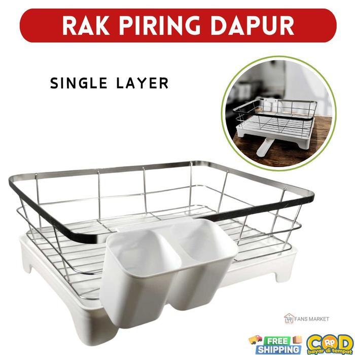 Jual Rak Piring Dapur Kitchen Storage Drying Rack Single Layer Big ...