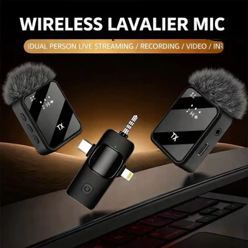 Microphone F11 Clip On Wireless Lavalier Mic 360° Pickup Noise Reduction Untuk Vlog Podcast