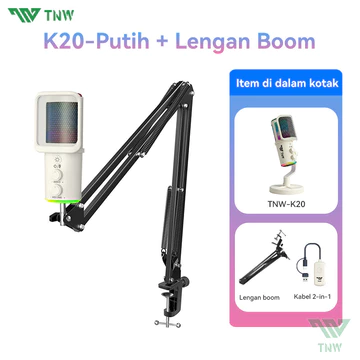 TNW K20 USB Kondensor Mikrofon Wireless Desktop Microphone With RGB Light Untuk Podcaster Gamer