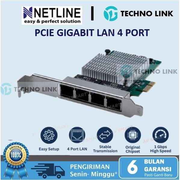 Jual Netline PCIe LAN Gigabit Card 4 Port 1000Mbps PCI Express RJ45 ...