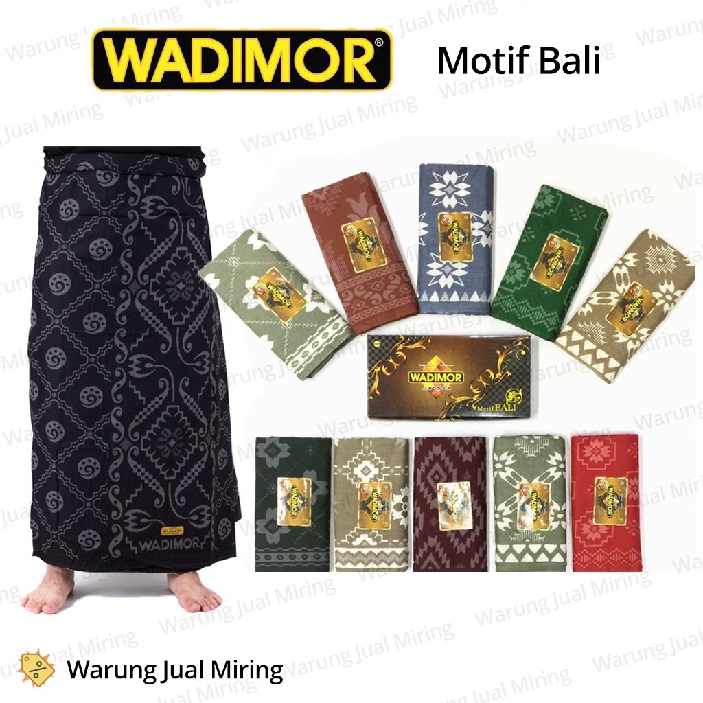 Sarung WADIMOR Motif Bali Pria Kain Tenun Samping Songket Batik Tradisional Premium Dewasa Laki Cowo Cowok Sholat Shalat Solat Lebaran Daerah Jawa Pekalongan Lombok Pria Pesantren Masjid Muslim Islam Peci Baju Koko Grosir Murah Warna Hitam Merah Hijau