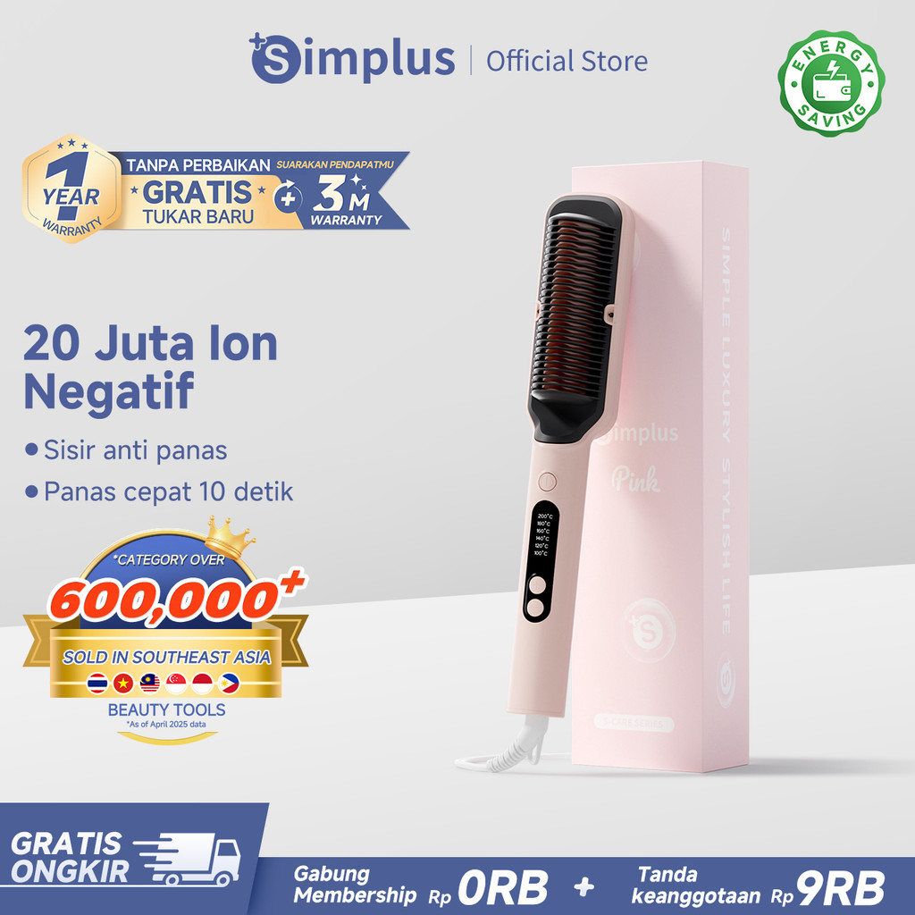 Jual Simplus Sisir Elektrik Pelurus Rambut Ion Negatif Pelurus Rambut ...