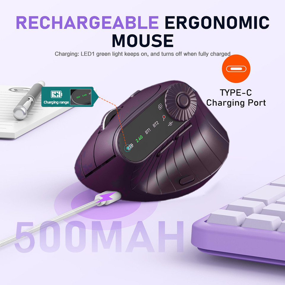 Jual Ergonomic Bluetooth&2.4G Wireless Vertical Mouse With Function ...