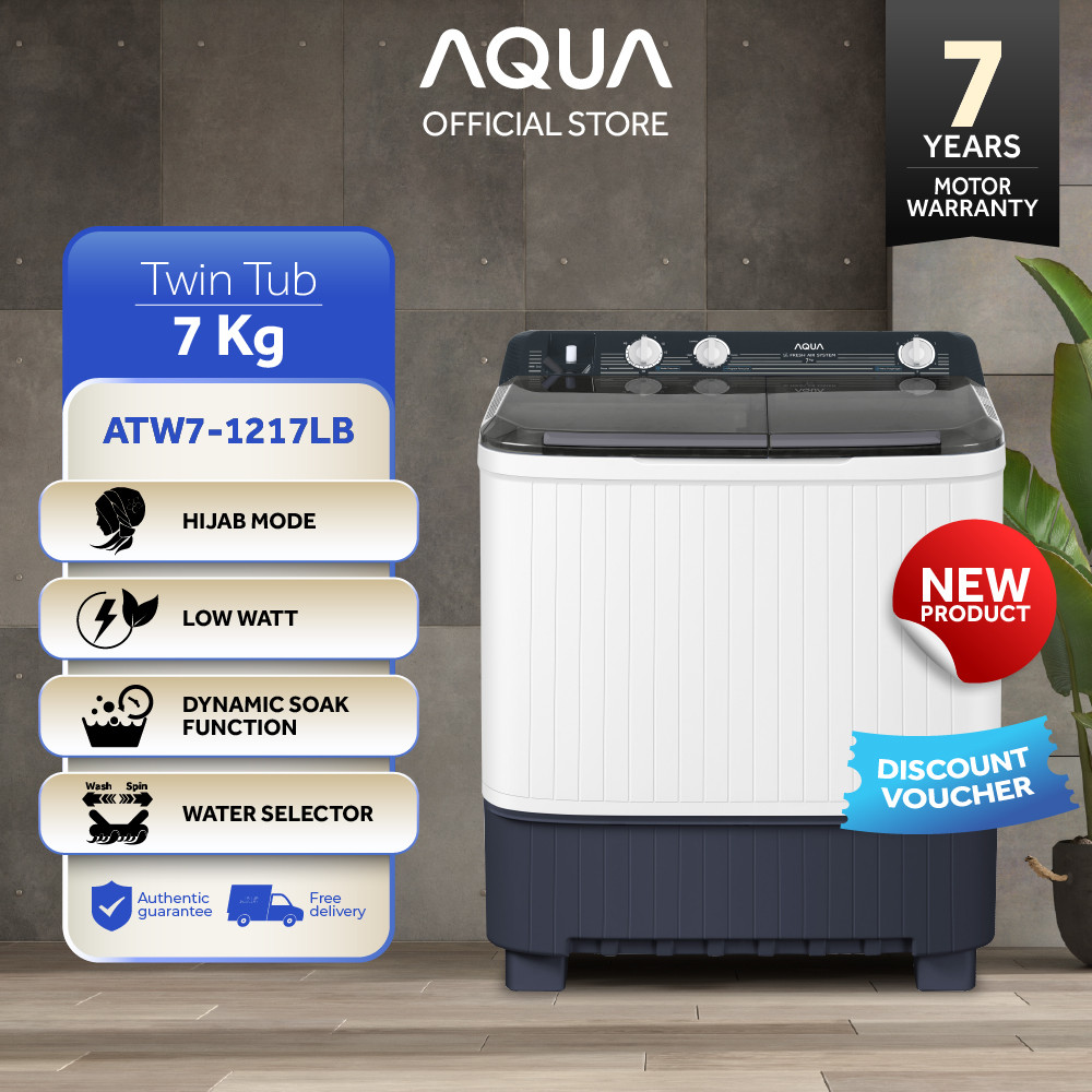 Jual AQUA Elektronik Mesin Cuci 2 Tabung-Twintub (7kg) ATW7-1217LB ...