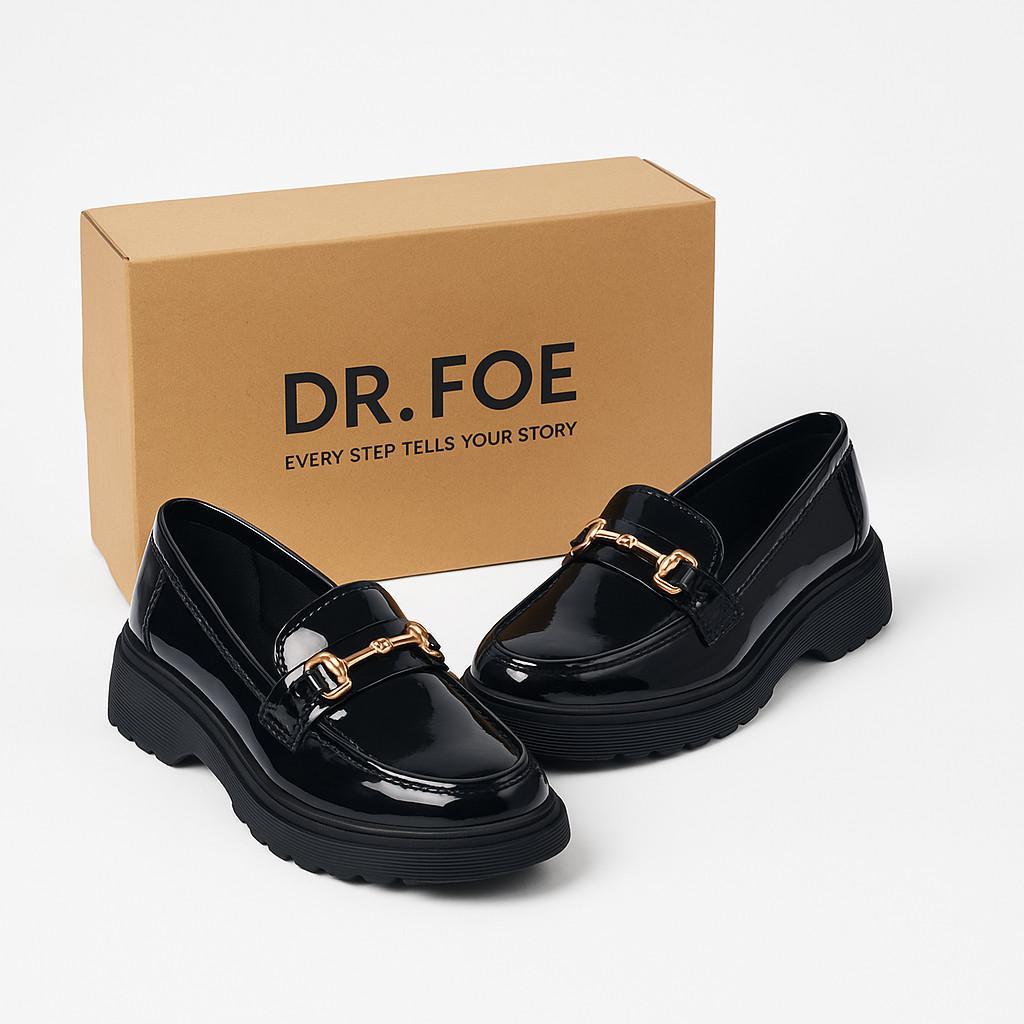Jual DR. FOE DF66 Sepatu Wanita Mary Janes Loafers Hitam Elegan Kerja ...