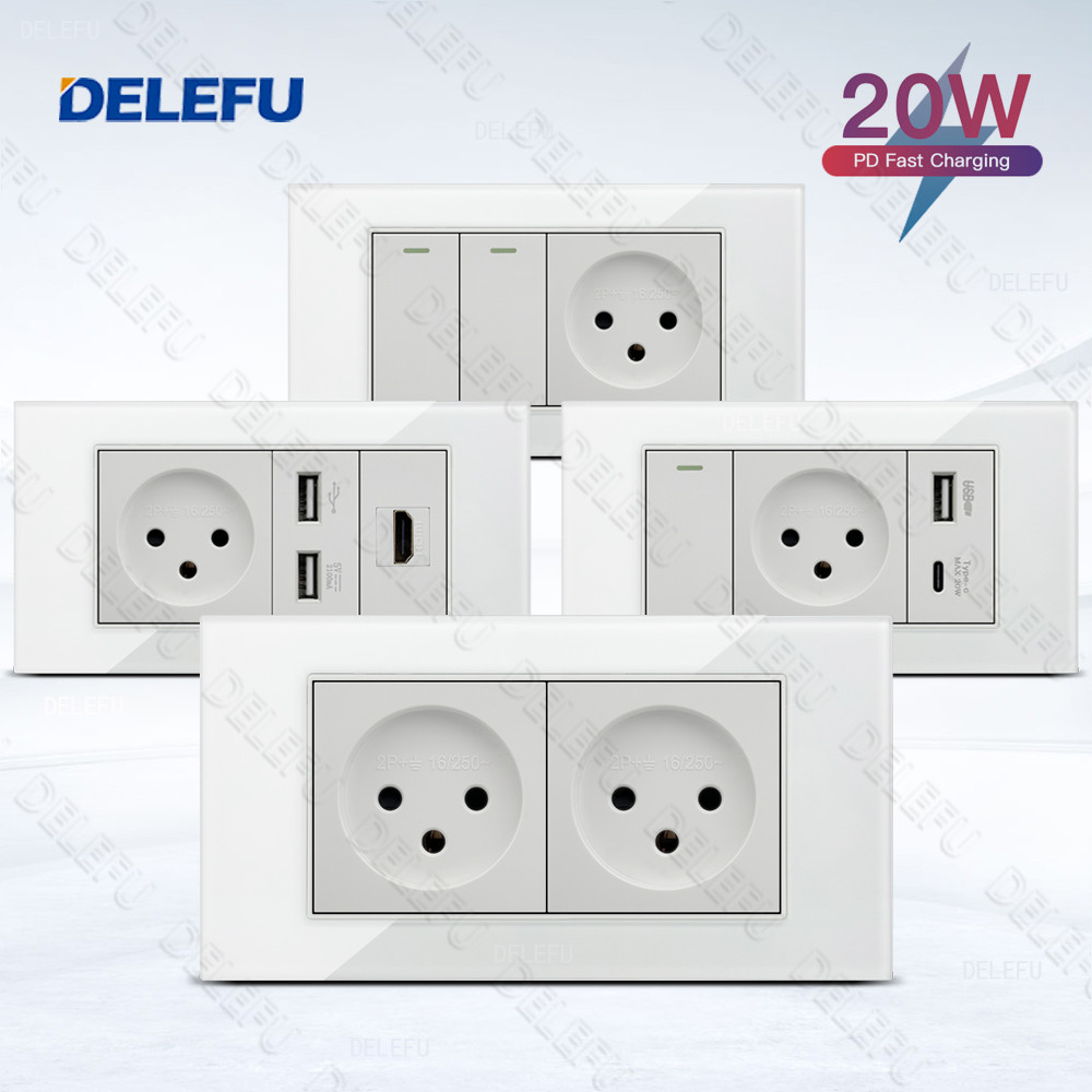 Jual DELEFU Glass SC70 Panel 145mm White Israeli Standard USB C-type ...