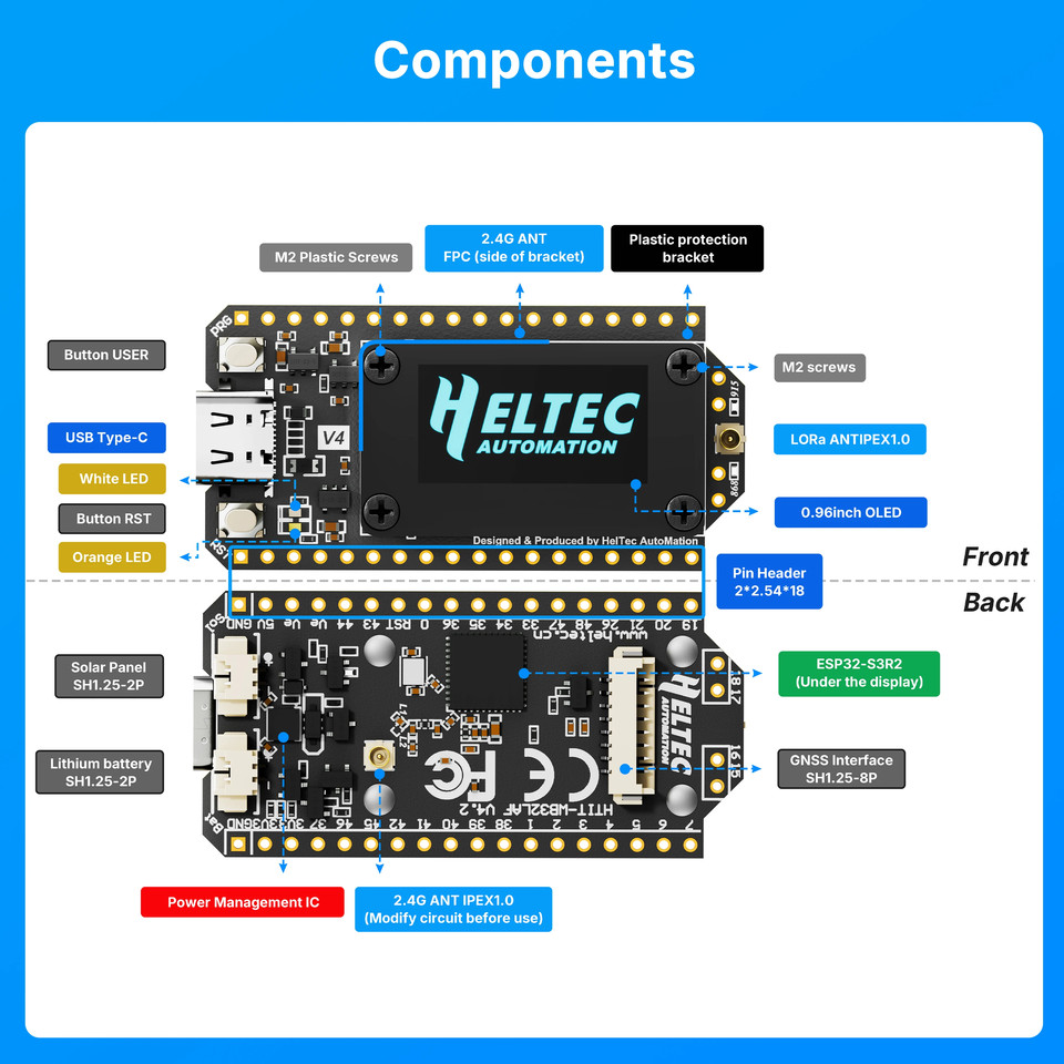 Jual Heltec WiFi LoRa 32 V4 Meshtastic Mesh Network Arduino Dev-Board ...