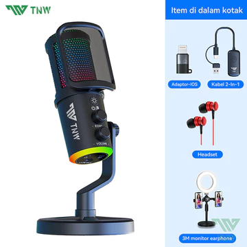 TNW K20 USB Kondensor Mikrofon Wireless Desktop Microphone With RGB Light Untuk Podcaster Gamer