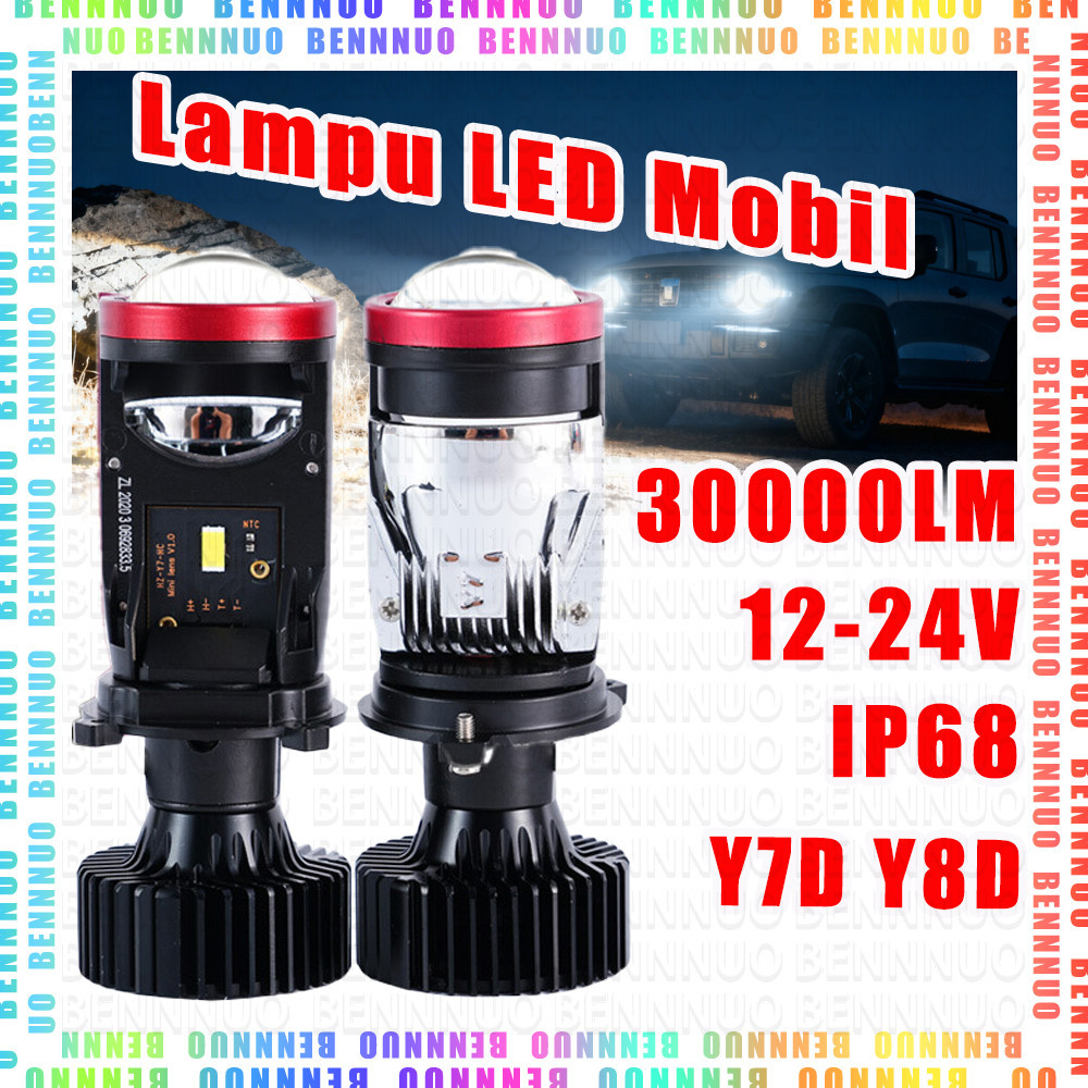 Jual 2pcs Lampu LED Mobil Motor Y7D Y8D H4 Super Terang Mini Projector ...