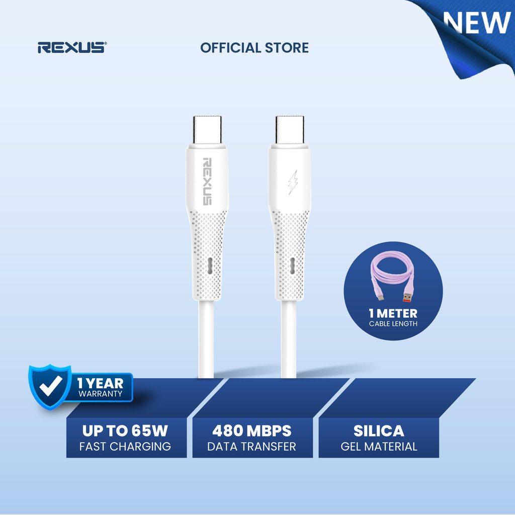 Rexus Cable CB10 Type C to C / A to C 65W Fast Charging Silicone