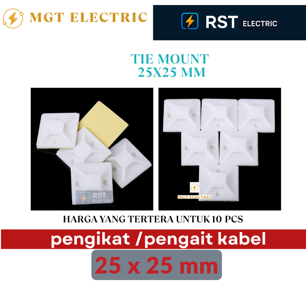 Jual Tie Mount 25x25 Pengikat / Pengait Kabel Tie Self Adhesive Cable ...
