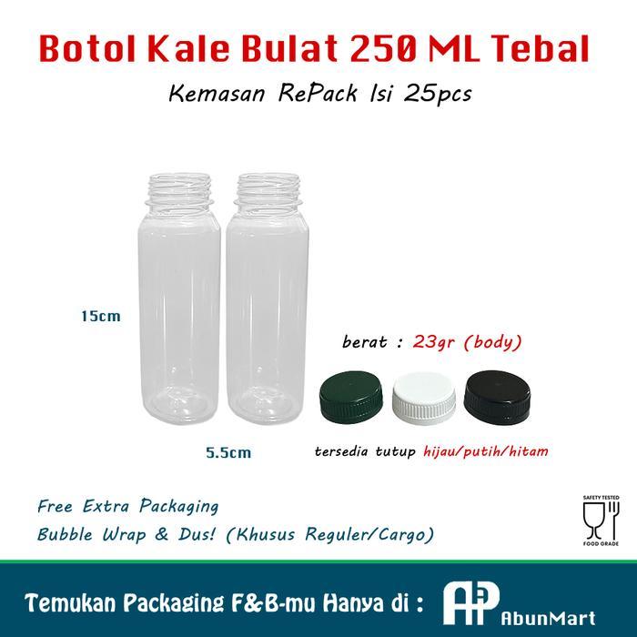Jual Botol Plastik Kale 250ml Tebal 23gr Repack 25pcs - Hitam | Shopee ...