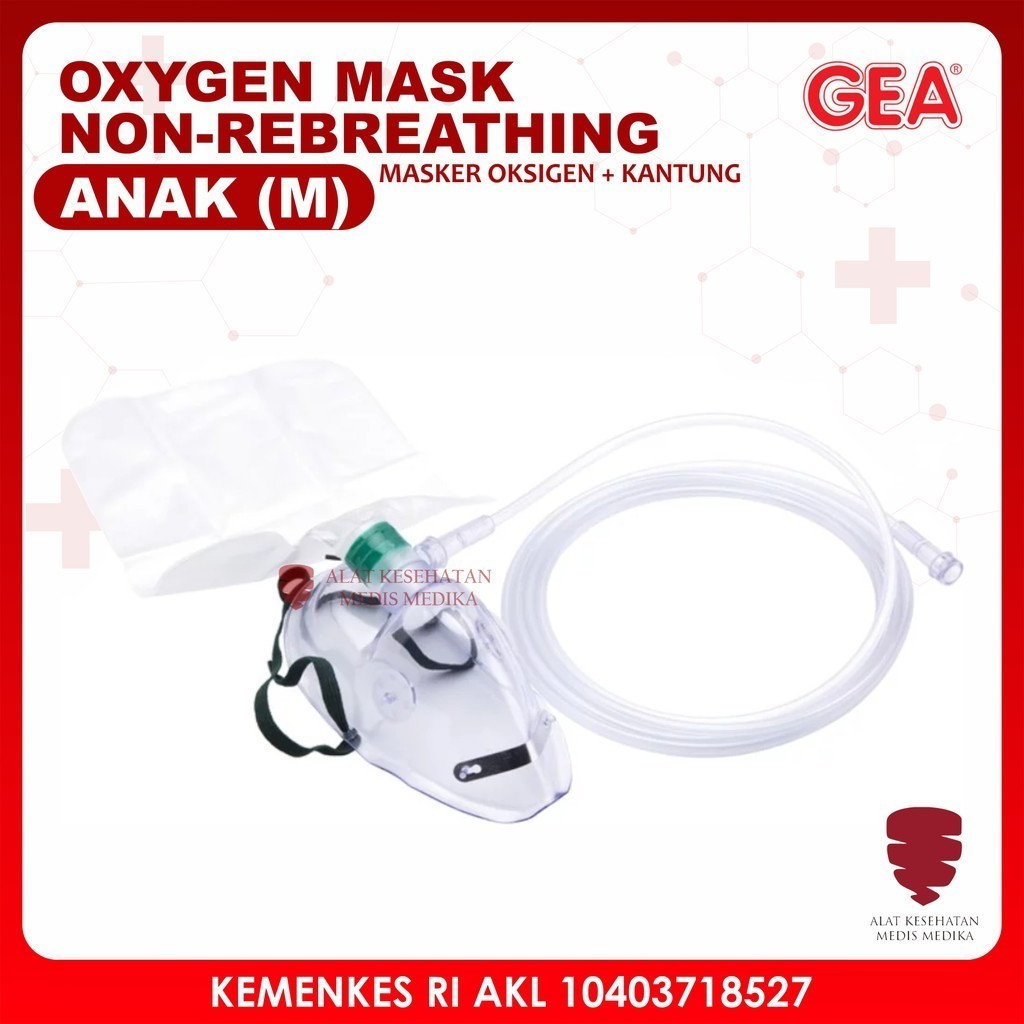 Jual Masker Oksigen Non Rebreathing GEA Child Oxygen Mask Kantong Alat ...