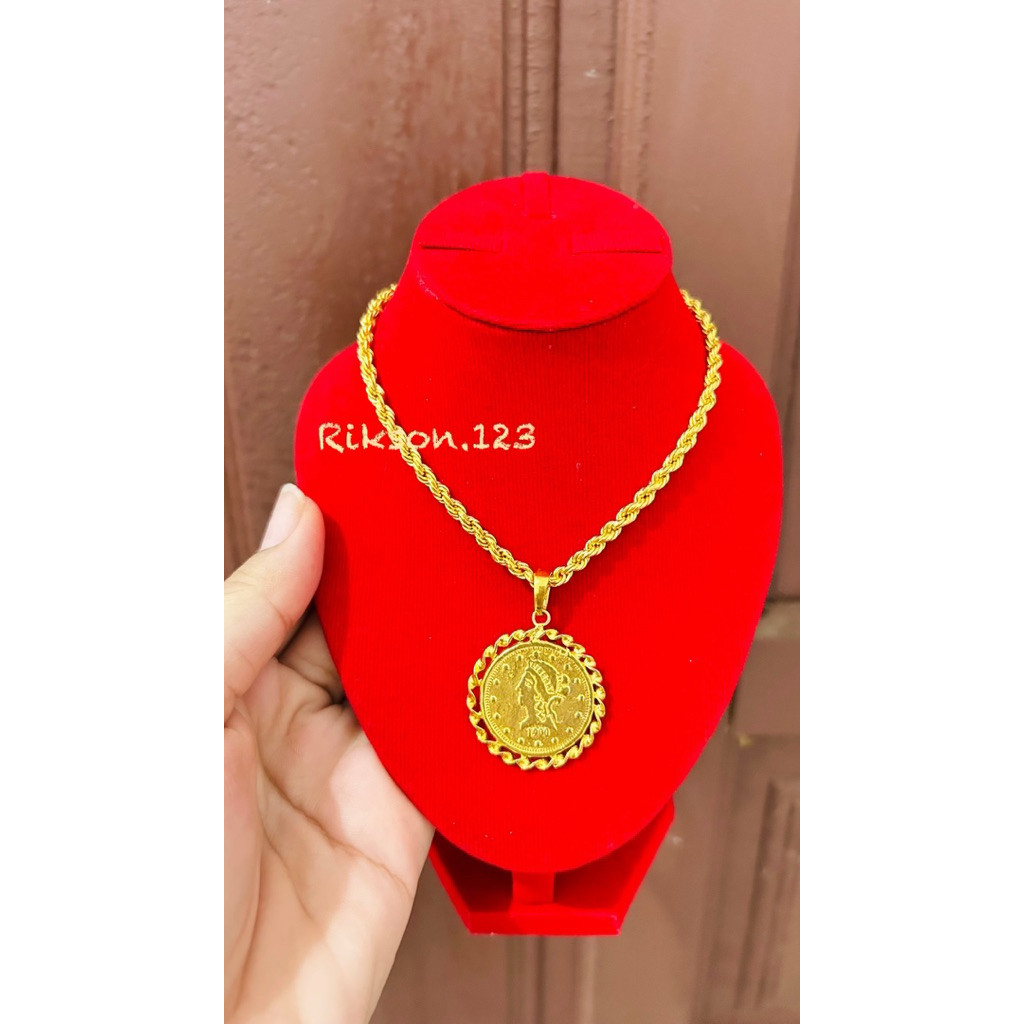 Jual set koin kalung koin bulat kalung rupiah kalung ringgit rantai ...