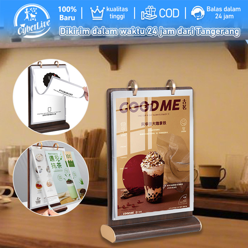 Jual Rak Menu A4 Kayu kenari Menu Card Tempat Menu Stand Menu 6 halaman ...