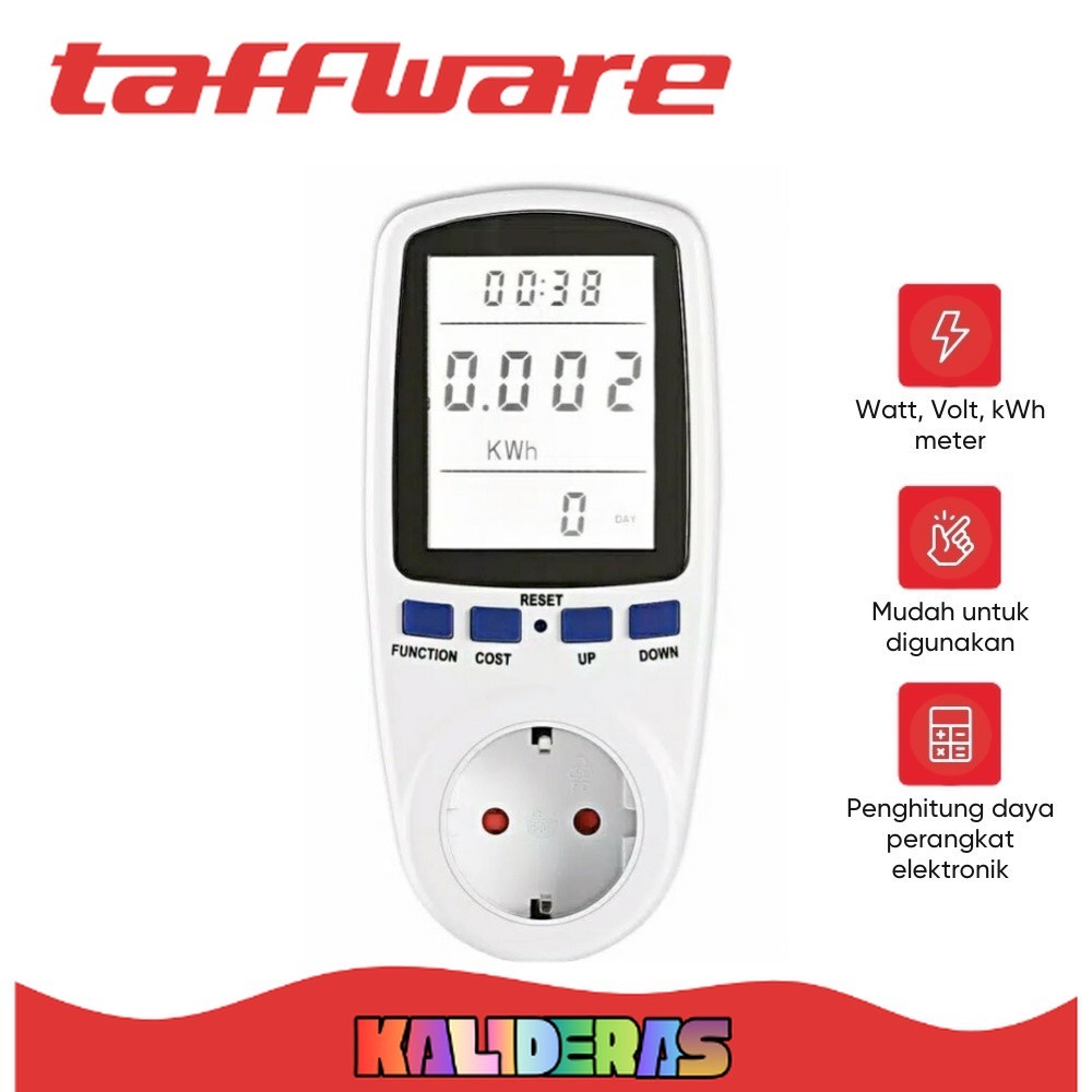 Jual TAFFWARE kWh Meter Stop Kontak Pengukur Biaya Listrik Rumah - KWE ...