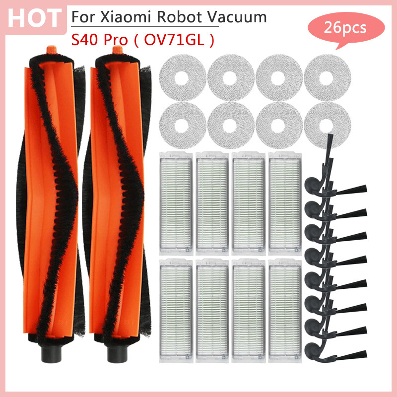 Kit Di Ricambio Per Xiaomi Robot Vacuum S40 Pro (OV71GL) – 1 Spazzola Principale, 6 Laterali, 6 Filtri HEPA, 6 Panni – Manutenzione Completa