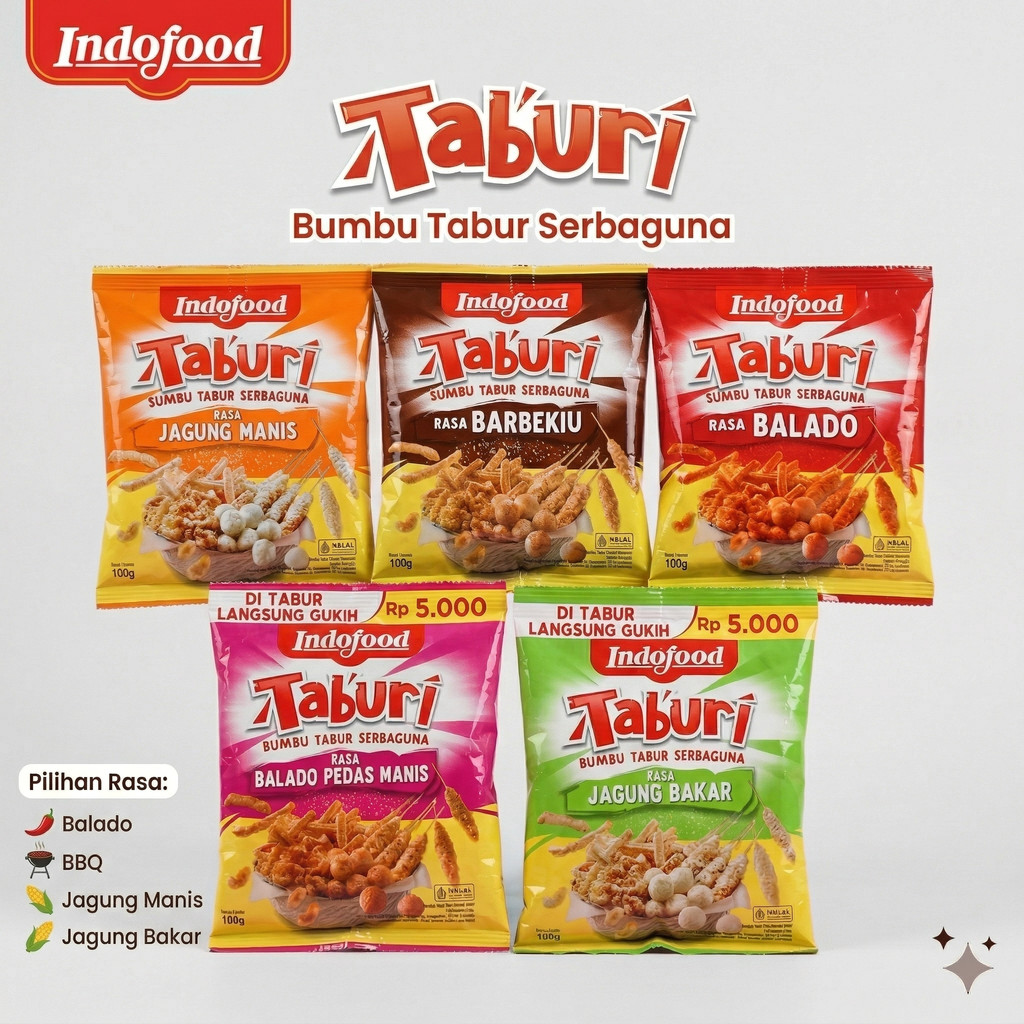 Jual Bumbu Tabur Indofood Taburi 100gr | Balado, BBQ, Jagung Manis ...