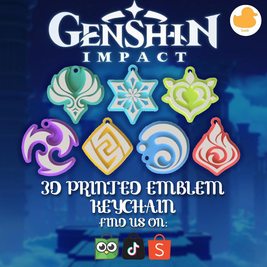 Jual Genshin Impact 3D Printed Element Emblem Keychain – Gantungan ...