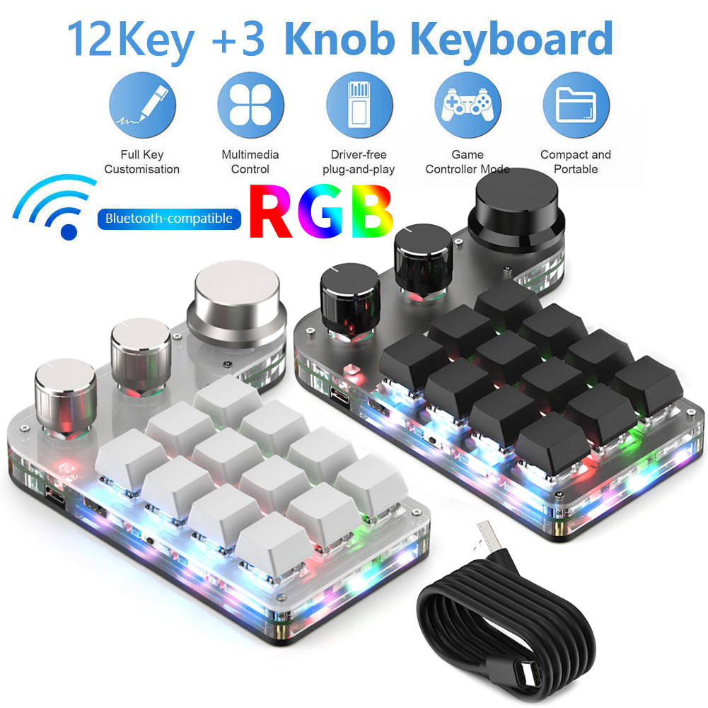 Jual Wireless Bluetooth Programming Macro Custom Knob BT Keyboard RGB ...