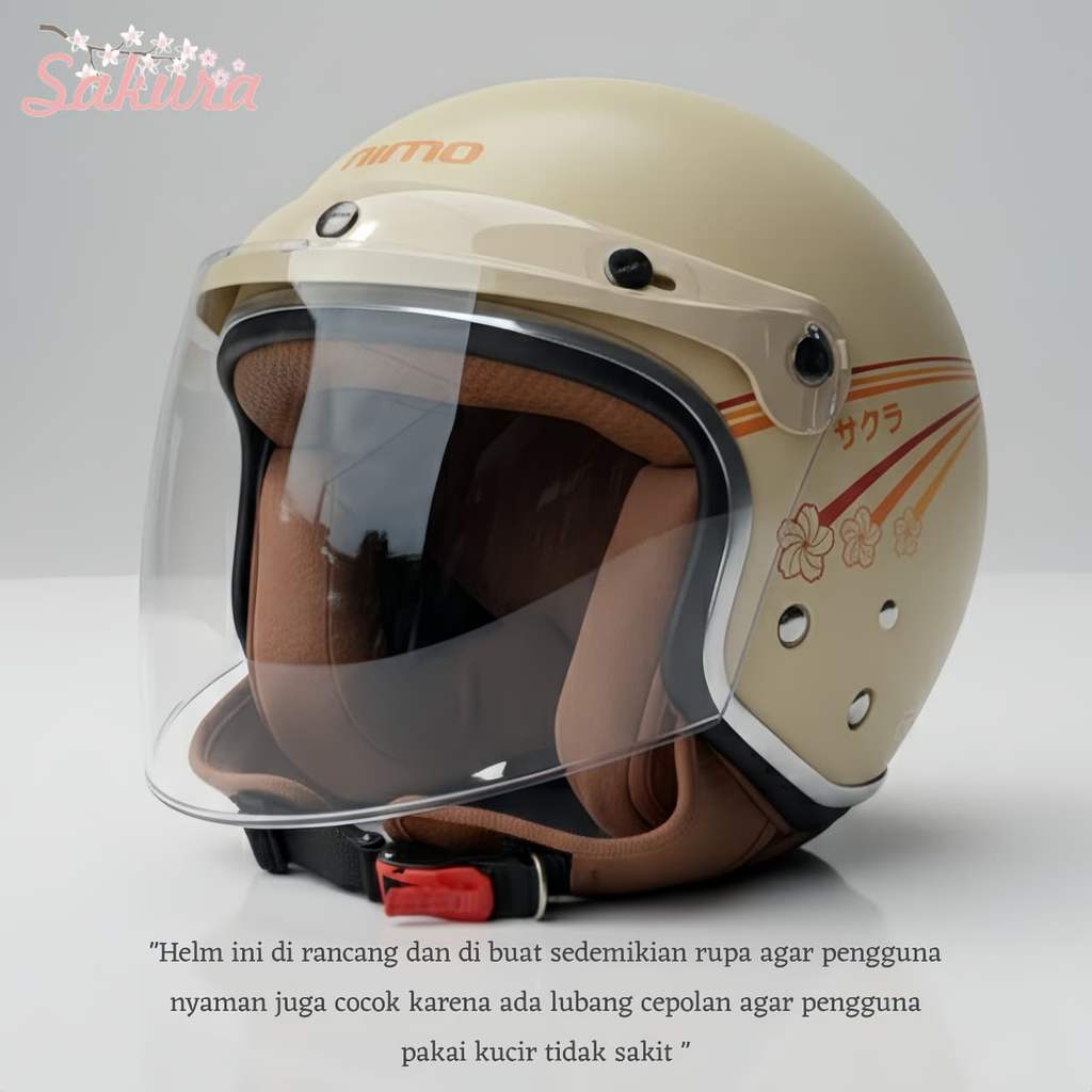 Jual Nimo Sakura Hijab Retro Helm Half Face - Avorio Mate | Shopee ...