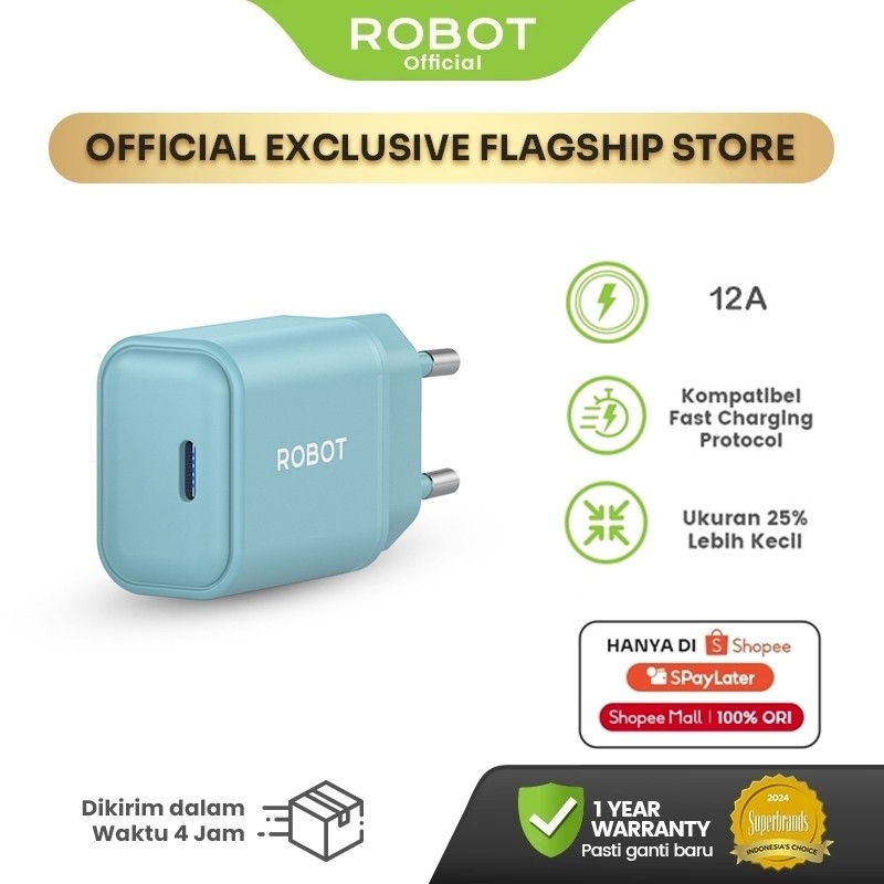 Jual ROBOT Adaptor Kepala Charger iPhone 17 16 15 & Android GaN 20W PD ...