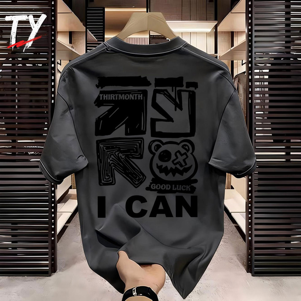 Jual TY Baju Kaos Distro Pria T-shirt Kaos Oversize I CAN Kaos Lengan ...