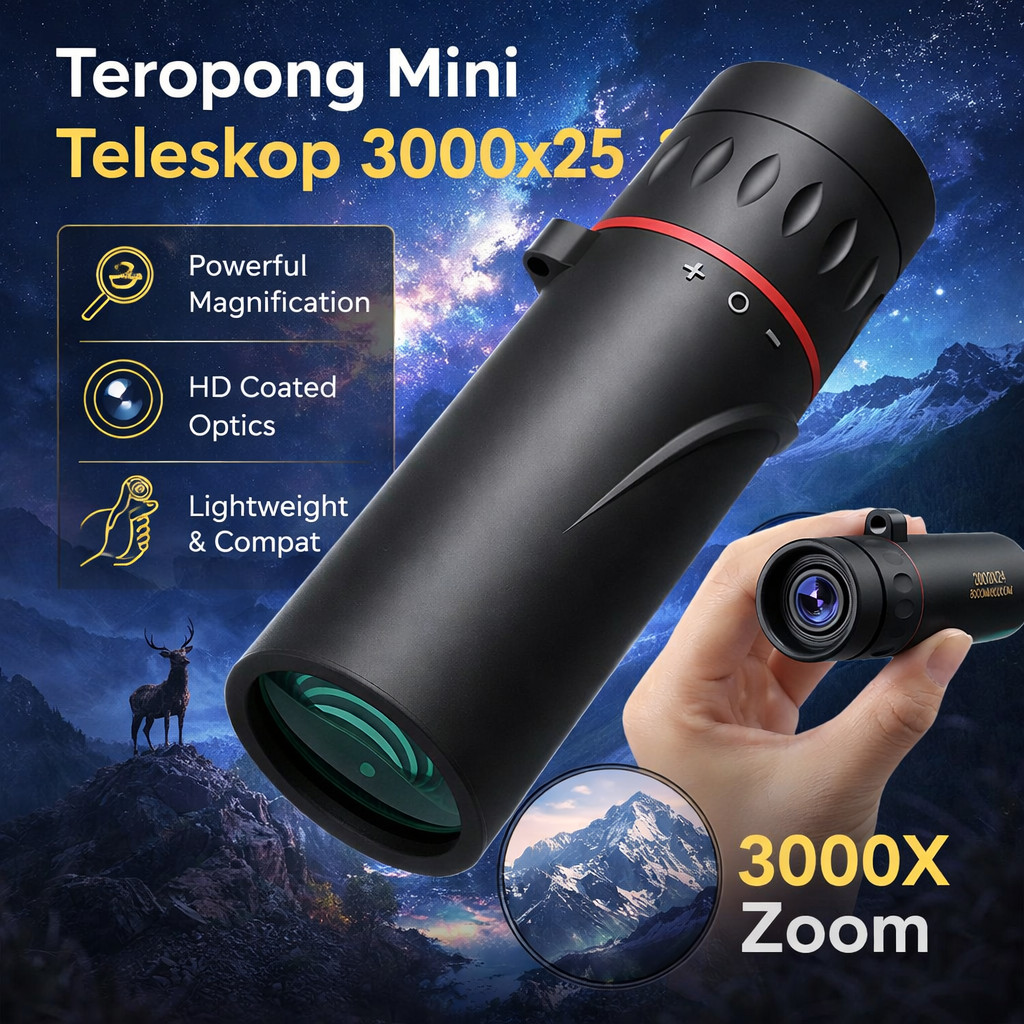 Jual Teropong Mini Teleskop Monocular HD High Magnification 3000x25 ...