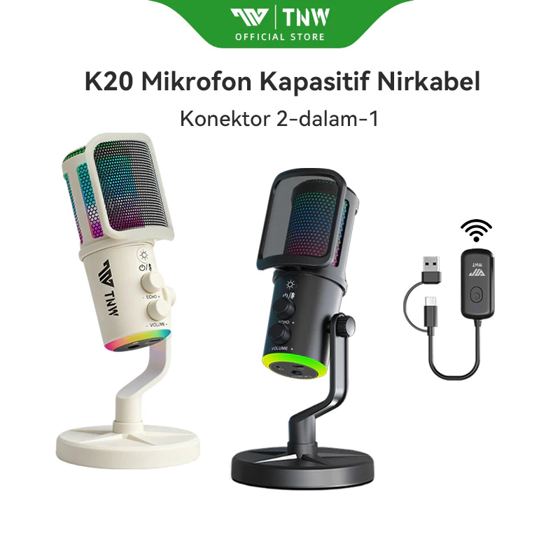 USB Kondensor Mikrofon Wireless Desktop Microphone With RGB Light Untuk Podcaster Gamer Streamer
