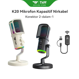 TNW K20 USB Kondensor Mikrofon Wireless Desktop Microphone With RGB Light Untuk Podcaster Gamer