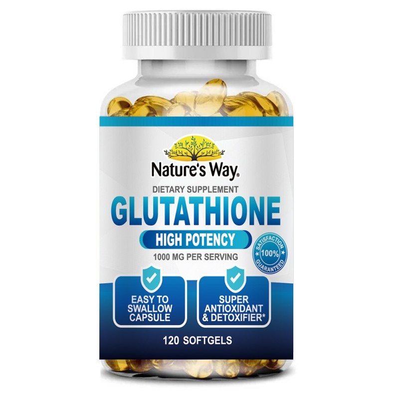 Jual Nature's Way Glutathione Capsules 120 1000mg per serving Powerful whitening and brightening skin supplement, antioxidant and anti-aging detox capsules, glutathione capsules support skin and nail health