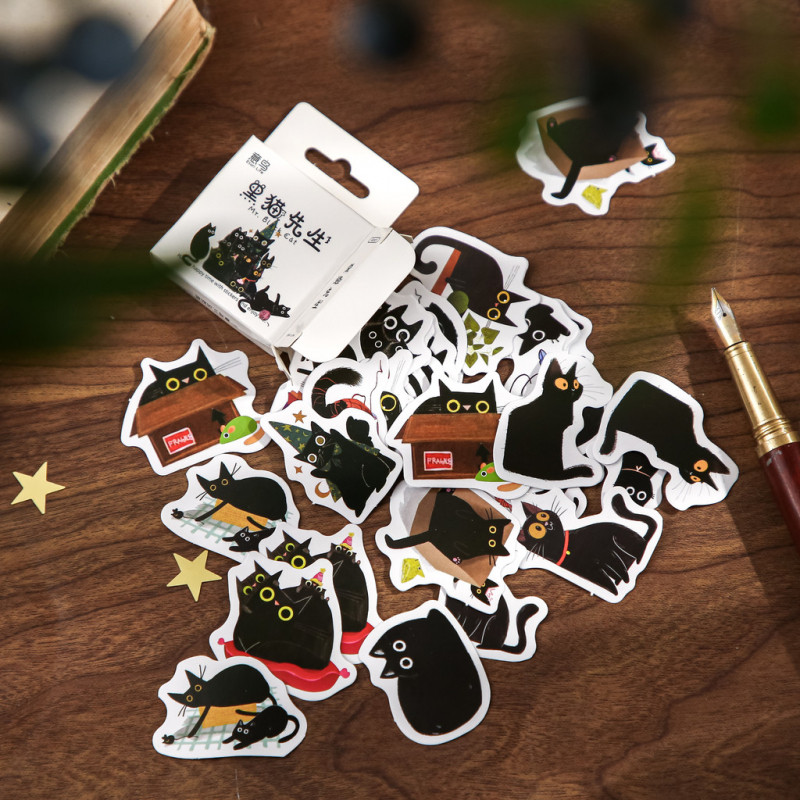Jual 46 Stiker Kucing Hitam Yang Misterius & Lucu - Bahan Perekat ...
