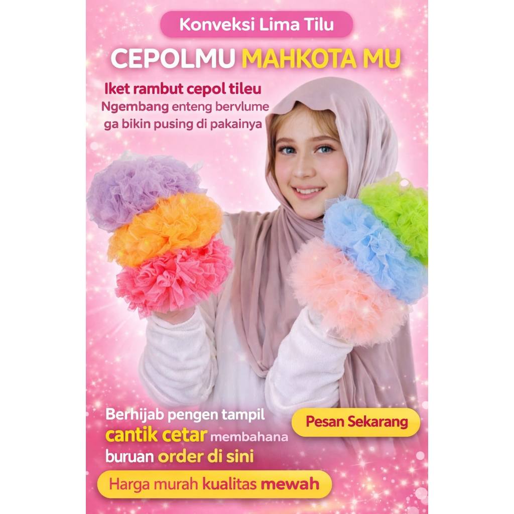 Jual cepol hijab tille brukat anti pusing kuciran cemol tali sedang ...