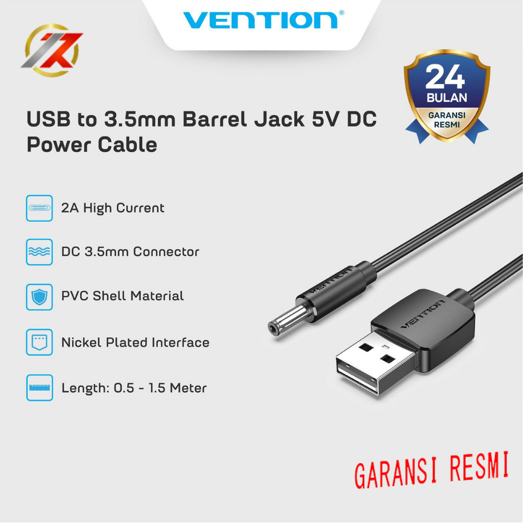 Jual VENTION CEX CEXB USB to 3.5mm Barrel Jack 5V DC Power Cable Black ...