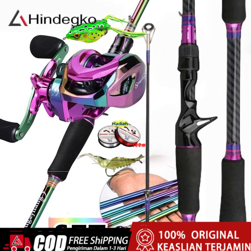 Joran pancing 5PCS Set joran dan reel bc/Ungu Joran BC Set UL Carbon Pancingan Set Lengkap Joran Pancing Full Set 1.8M 5-10LB
