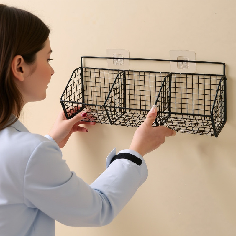 Jual 1/2/3 Grid Wall Mounted Kiten Shelf Organizer Metal Rack Pantry ...