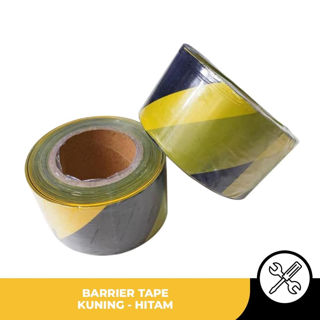 Jual Barrier Line Hitam Kuning ukuran 3 inch x 500 meter, Police Line ...